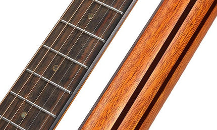 traveller guitar all solid tonewoods, amara ebony b&s & fb, natural, piezo, strap & heavy duty bag