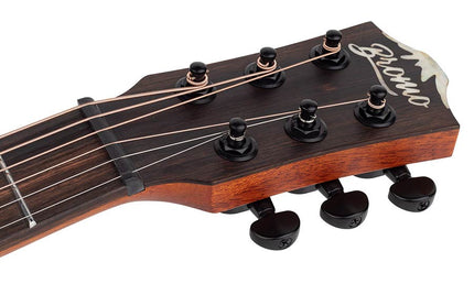 traveller guitar all solid tonewoods, amara ebony b&s & fb, natural, piezo, strap & heavy duty bag