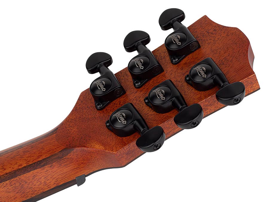 traveller guitar all solid tonewoods, amara ebony b&s & fb, natural, piezo, strap & heavy duty bag