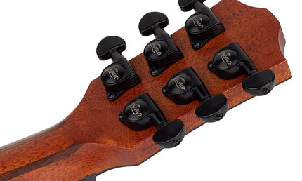 traveller guitar all solid tonewoods, amara ebony b&s & fb, natural, piezo, strap & heavy duty bag