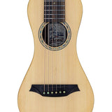 traveller guitar all solid tonewoods, amara ebony b&s & fb, natural, piezo, strap & heavy duty bag