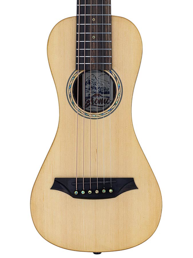 traveller guitar all solid tonewoods, amara ebony b&s & fb, natural, piezo, strap & heavy duty bag