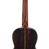 parlor guitar all solid tonewoods, amara ebony b&s & fb, natural, with EQ and heavy duty bag