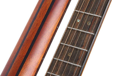 parlor guitar all solid tonewoods, amara ebony b&s & fb, natural, with EQ and heavy duty bag