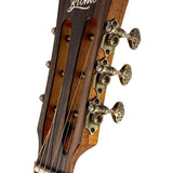 parlor guitar all solid tonewoods, amara ebony b&s & fb, natural, with EQ and heavy duty bag
