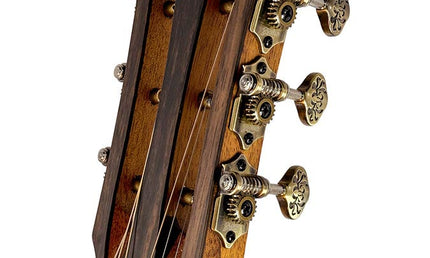 parlor guitar all solid tonewoods, amara ebony b&s & fb, natural, with EQ and heavy duty bag