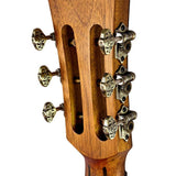 parlor guitar all solid tonewoods, amara ebony b&s & fb, natural, with EQ and heavy duty bag