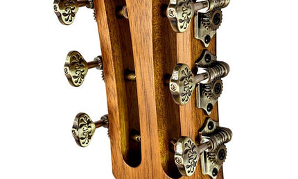parlor guitar all solid tonewoods, amara ebony b&s & fb, natural, with EQ and heavy duty bag