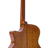 auditorium guitar with solid spruce top, 5A movingui b&s, amara ebony fb, cutaway, EQ and gigbag