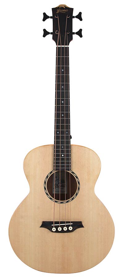 mini jumbo Bass guitar with solid spruce top, mahogany b&s, amara ebony fb, EQ and gigbag