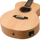 mini jumbo Bass guitar with solid spruce top, mahogany b&s, amara ebony fb, EQ and gigbag