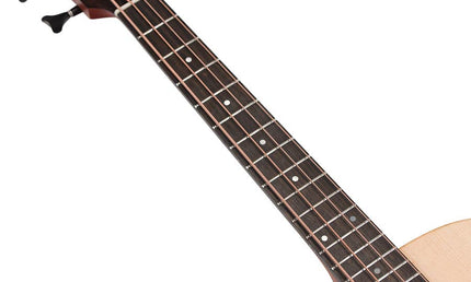 mini jumbo Bass guitar with solid spruce top, mahogany b&s, amara ebony fb, EQ and gigbag