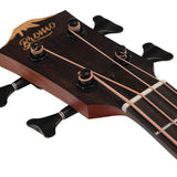 mini jumbo Bass guitar with solid spruce top, mahogany b&s, amara ebony fb, EQ and gigbag