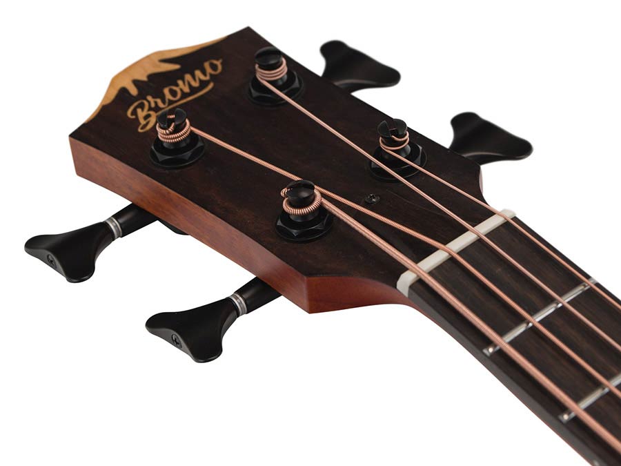 mini jumbo Bass guitar with solid spruce top, mahogany b&s, amara ebony fb, EQ and gigbag