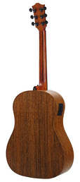 round shoulder dreadnought guitar with solid mahogany top, walnut b&s, amara ebony fb, EQ, black
