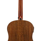 round shoulder dreadnought guitar with solid mahogany top, walnut b&s, amara ebony fb, EQ, black