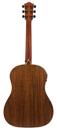 round shoulder dreadnought guitar with solid mahogany top, walnut b&s, amara ebony fb, EQ, black