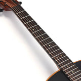 round shoulder dreadnought guitar with solid mahogany top, walnut b&s, amara ebony fb, EQ, black