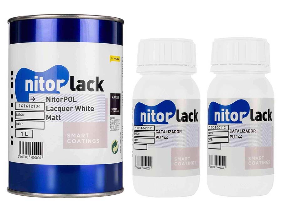 NitorLACK - N161612104 - polyurethane lacquer, white matte - 1000ml can + 500ml hardener