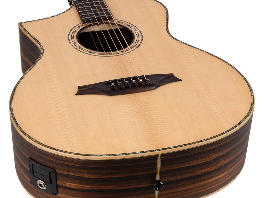 lefty concert guitar all solid tonewoods, amara eb back & sides & fb, Fishman, natural, with bag