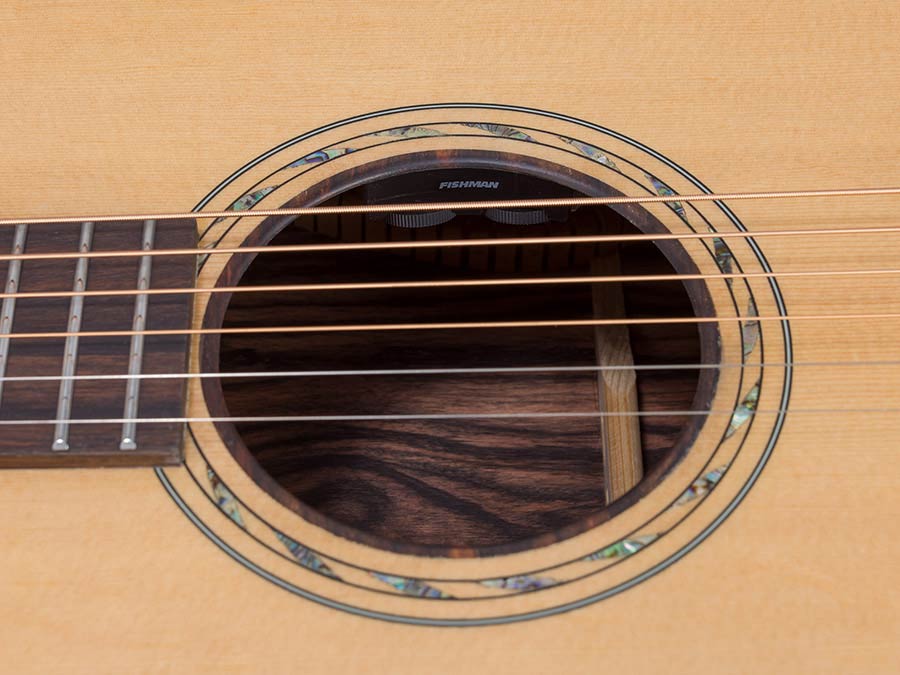 lefty concert guitar all solid tonewoods, amara eb back & sides & fb, Fishman, natural, with bag
