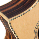 lefty concert guitar all solid tonewoods, amara eb back & sides & fb, Fishman, natural, with bag