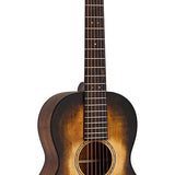 parlor guitar all solid tonewoods with 12th fret neck joint, amara ebony fb, with heavy duty bag