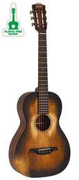parlor guitar all solid tonewoods with 12th fret neck joint, amara ebony fb, with heavy duty bag