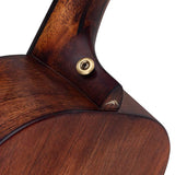 parlor guitar all solid tonewoods with 12th fret neck joint, amara ebony fb, with heavy duty bag