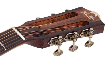 parlor guitar all solid tonewoods with 12th fret neck joint, amara ebony fb, with heavy duty bag