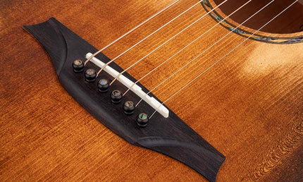 parlor guitar all solid tonewoods with 12th fret neck joint, amara ebony fb, with heavy duty bag