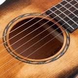 parlor guitar all solid tonewoods with 12th fret neck joint, amara ebony fb, with heavy duty bag