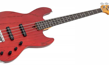 Sire Basses - V6 4/car - Mahogany+Ash Top 4-String Active Bass Guitar – Apple Red