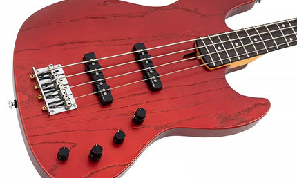 Sire Basses - V6 4/car - Mahogany+Ash Top 4-String Active Bass Guitar – Apple Red