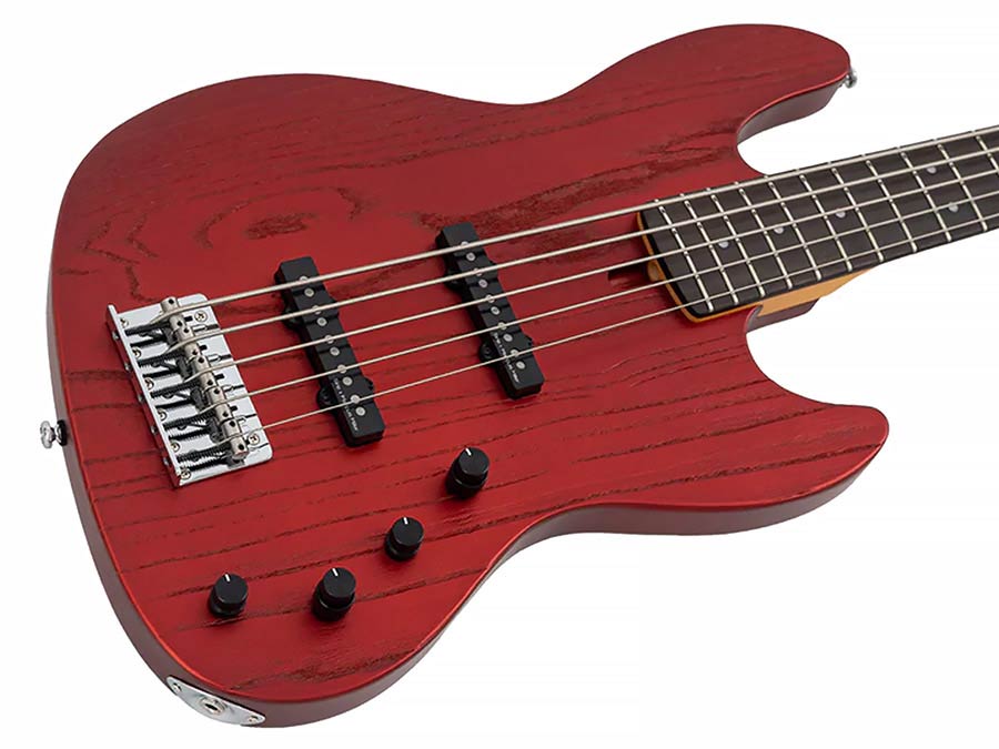 Sire Basses - V6 5/car - Mahogany+Ash Top 5-String Active Bass Guitar – Apple Red