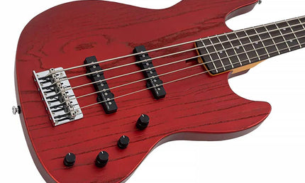 Sire Basses - V6 5/car - Mahogany+Ash Top 5-String Active Bass Guitar – Apple Red