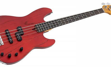 Sire Basses - P6 4/car - Mahogany+Ash Top 4-String Active Bass Guitar – Apple Red