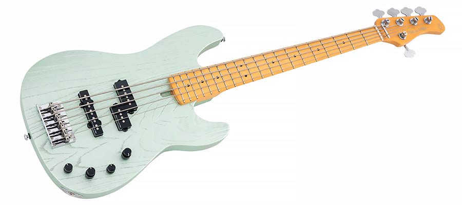 Sire Basses - P6 5/sgm - Mahogany+Ash Top 5-String Active Bass Guitar – Surf Green