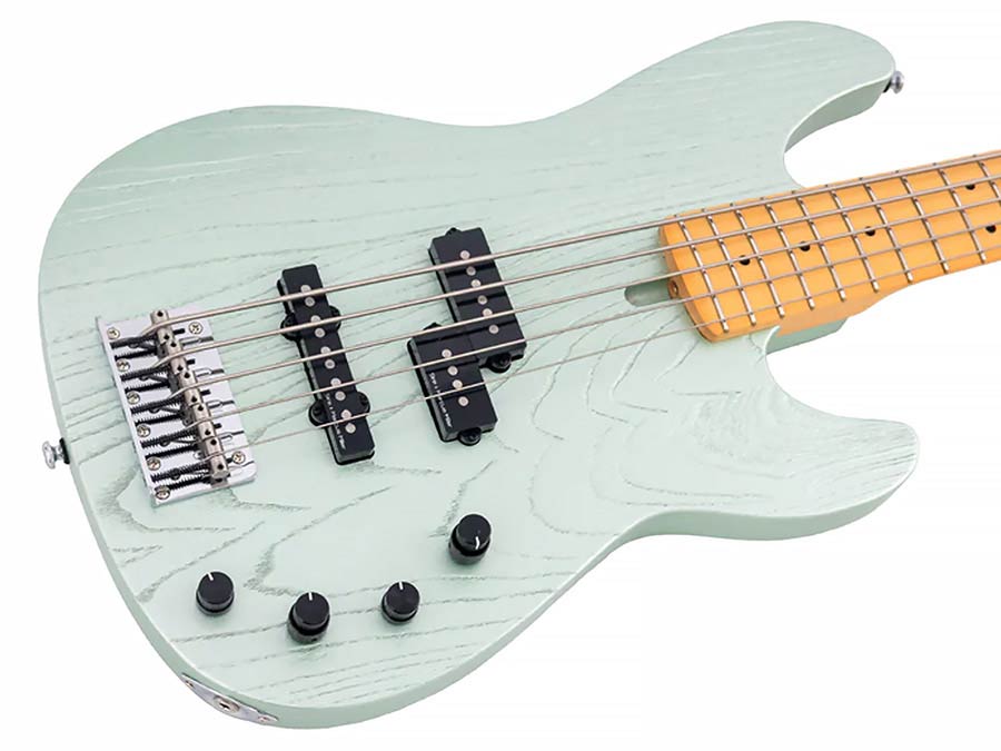 Sire Basses - P6 5/sgm - Mahogany+Ash Top 5-String Active Bass Guitar – Surf Green