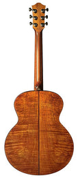 mini jumbo guitar, solid spruce top, flamed okoume b&s, amara ebony fb, vint sunburst, EQ + gigbag