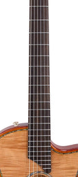 hollow body electric nylon guitar, spruce top, mahogany body, amara ebony fb, nat + hard shell case