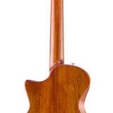 hollow body electric nylon guitar, spruce top, mahogany body, amara ebony fb, nat + hard shell case