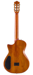 hollow body electric nylon guitar, spruce top, mahogany body, amara ebony fb, nat + hard shell case