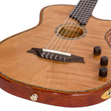hollow body electric nylon guitar, spruce top, mahogany body, amara ebony fb, nat + hard shell case