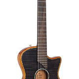 hollow body electric nylon guitar, spruce top, mahogany body, amara ebony fb, tbk + hard shell case