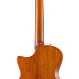 hollow body electric nylon guitar, spruce top, mahogany body, amara ebony fb, tbk + hard shell case
