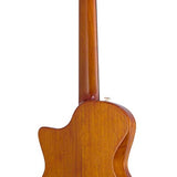 hollow body electric nylon guitar, spruce top, mahogany body, amara ebony fb, tbk + hard shell case