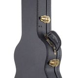 hollow body electric nylon guitar, spruce top, mahogany body, amara ebony fb, 3ts + hard shell case