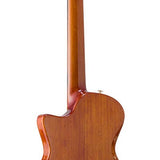 hollow body electric nylon guitar, spruce top, mahogany body, amara ebony fb, 3ts + hard shell case