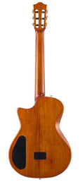 hollow body electric nylon guitar, spruce top, mahogany body, amara ebony fb, 3ts + hard shell case